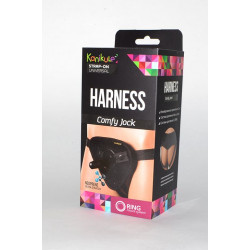 Чёрные трусики-джоки Kanikule Strap-on Harness universal Comfy Jock с плугом и кольцами