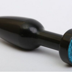 Чёрная удлинённая пробка с голубым кристаллом - 11,2 см.